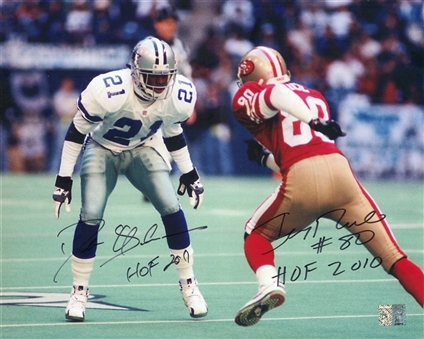 Deion Sanders & Jerry Rice Signed & Inscribed 16x20 Photo (Beckett)